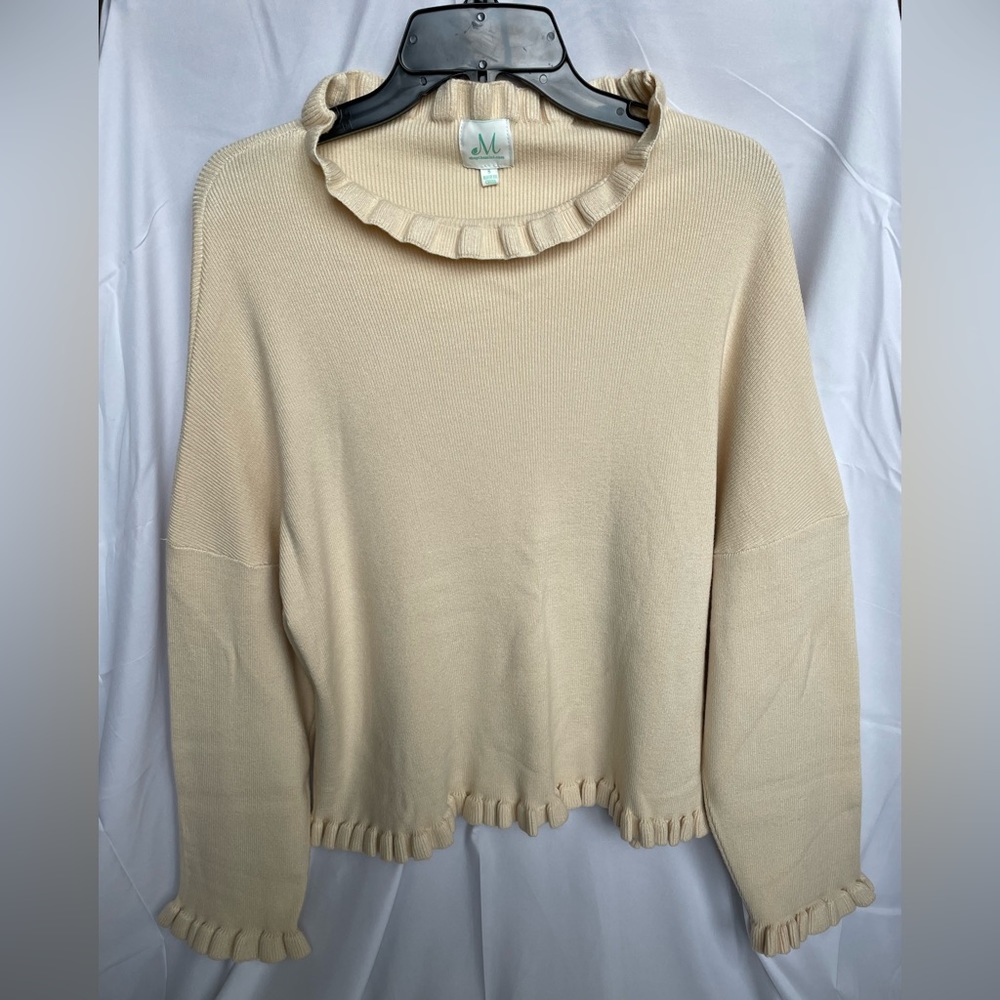 Cream White Ruffled Sweater